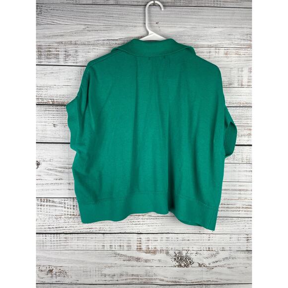 Banana Republic OVERSIZED JOHNNY-COLLAR SWEATER Kelly Green Linen XS Small Boxy - Picture 9 of 10